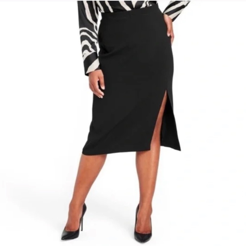 (1X)- Sergio Hudson x Target Women’s High-Waist Slited Pencil Skirt - Black